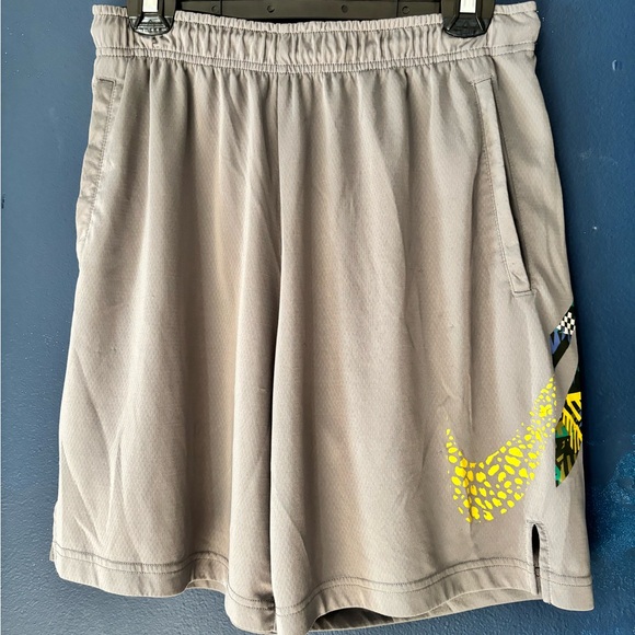 Nike Gray Shorts with Yellow Swoosh - Picture 1 of 4